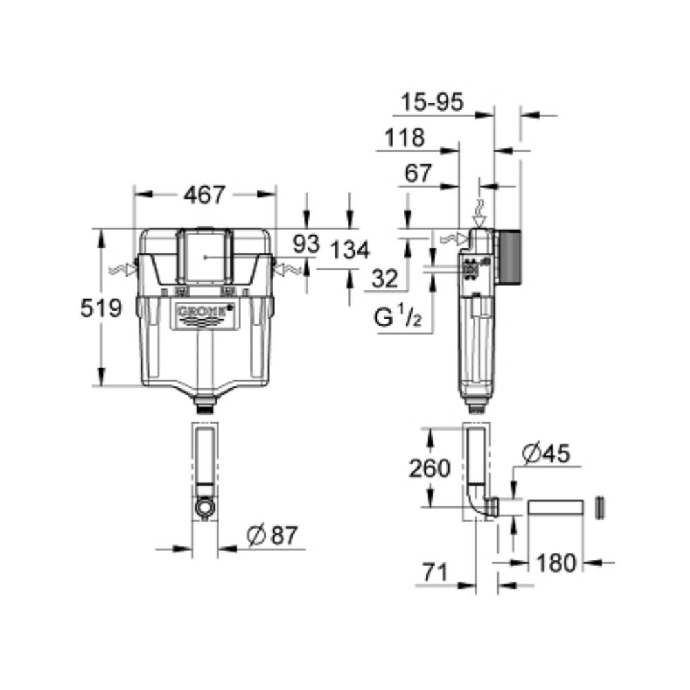 Két nước âm tường GROHE 38987000