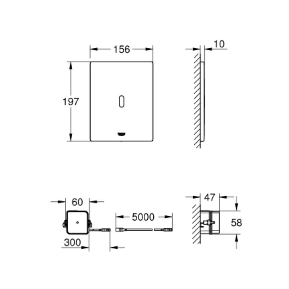 Mặt van xả cảm ứng hồng ngoại Tectron Bau E GROHE 39881000