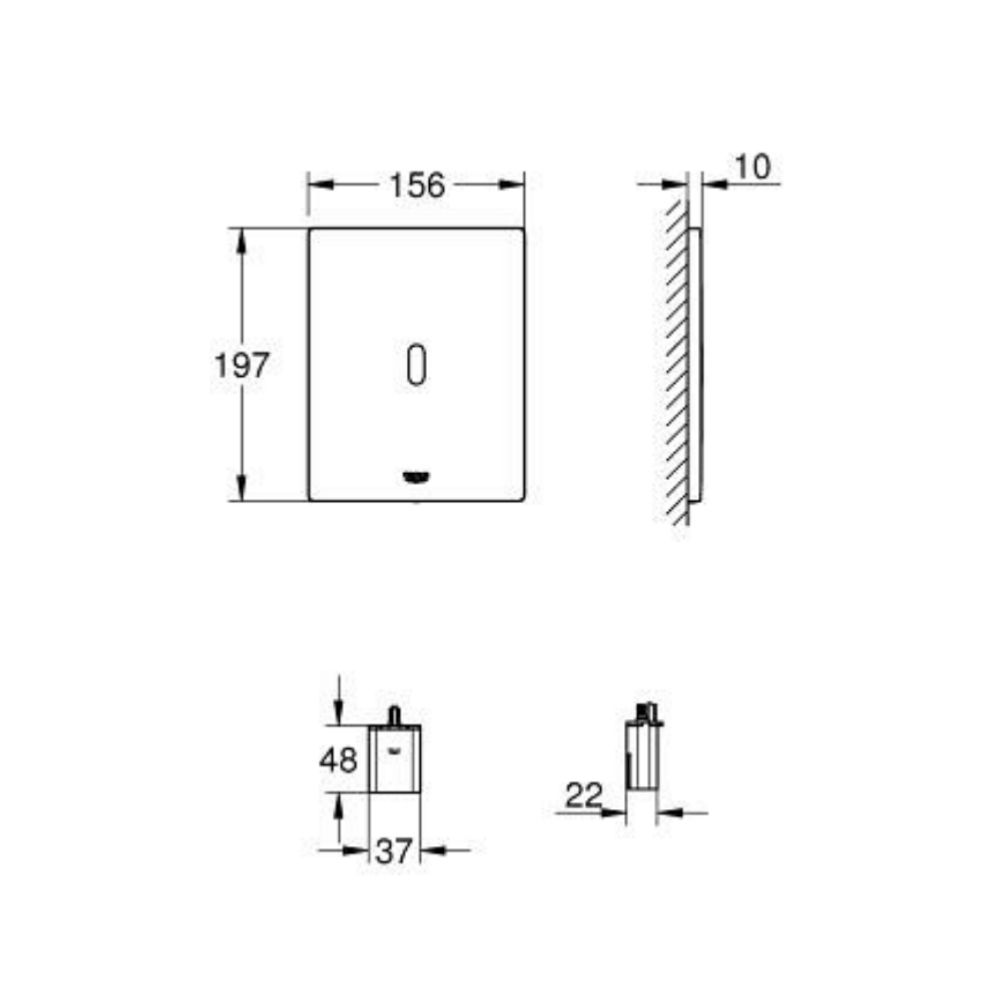 Mặt van xả cảm ứng hồng ngoại Tectron Bau E GROHE 39882000