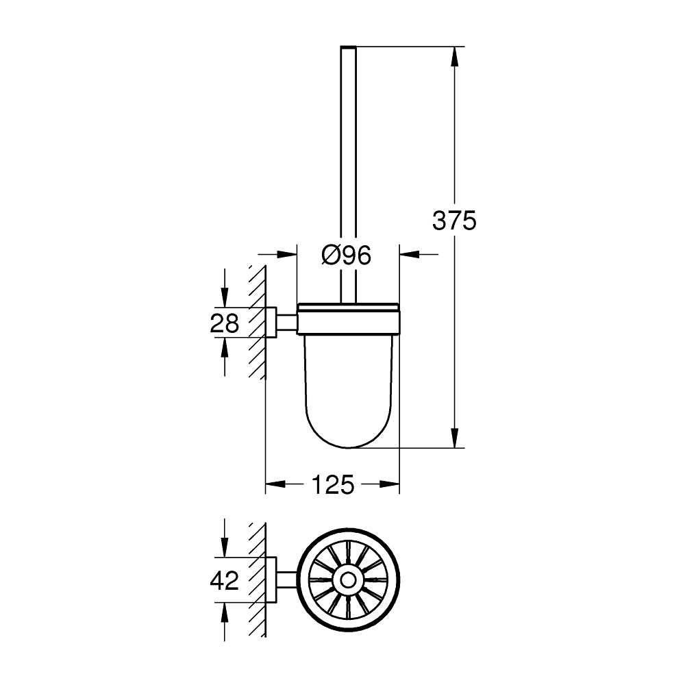 Bộ cọ cầu vệ sinh gắn tường Essentials Cube GROHE 40513001