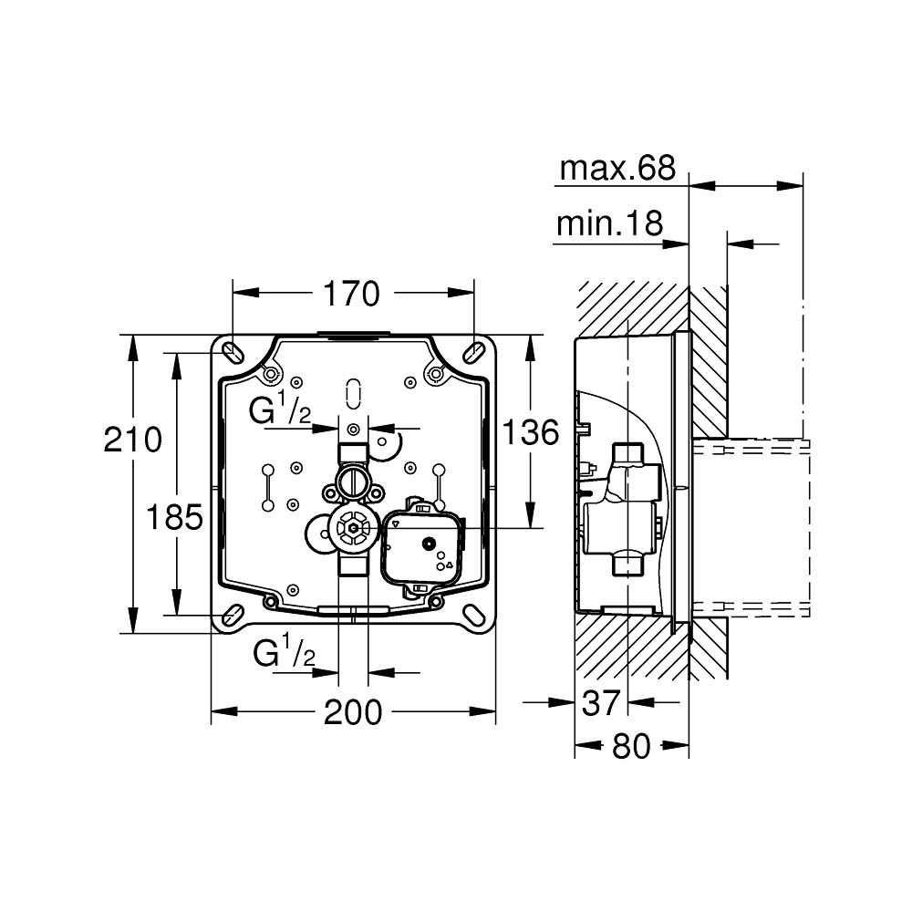 Bộ âm tường bồn tiểu nam GROHE 37338000