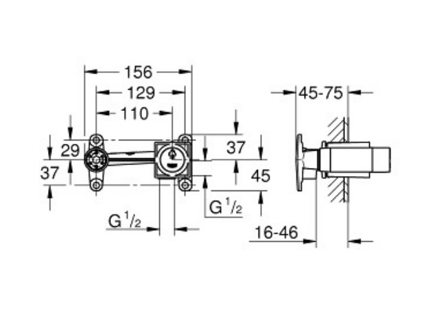 Bộ âm của vòi gắn tường EuroCube GROHE 23200000