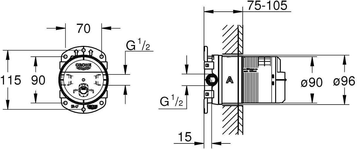 Bộ âm của bát sen trần Rainshower SmartActive GROHE 26483000