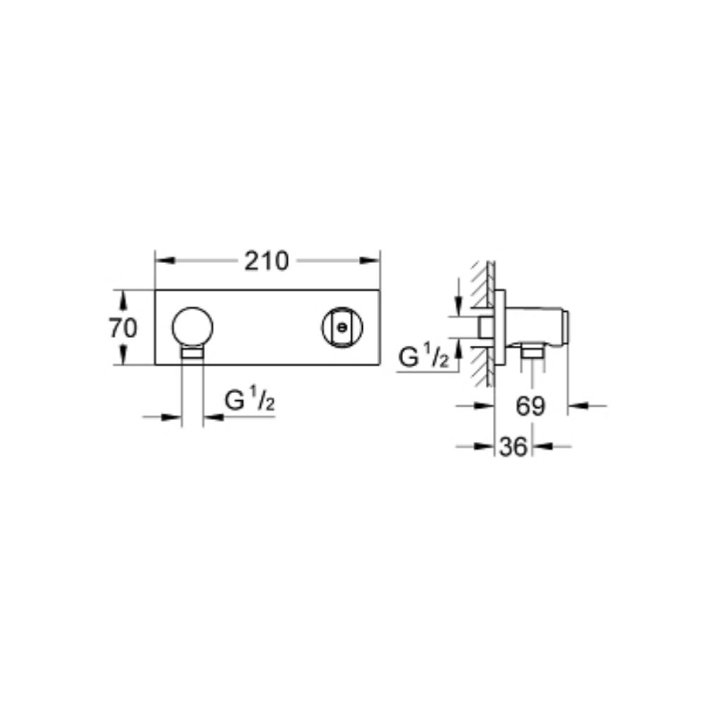 Cút nối tường kèm gác sen Grohtherm F GROHE 26878000