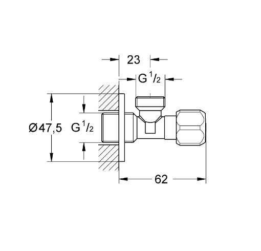 Van khoá 1 đường nước GROHE 2201600M