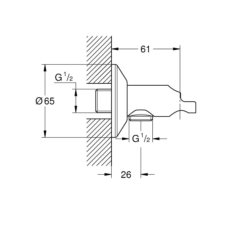 Cút nối tường kèm gác sen GROHE 26333000