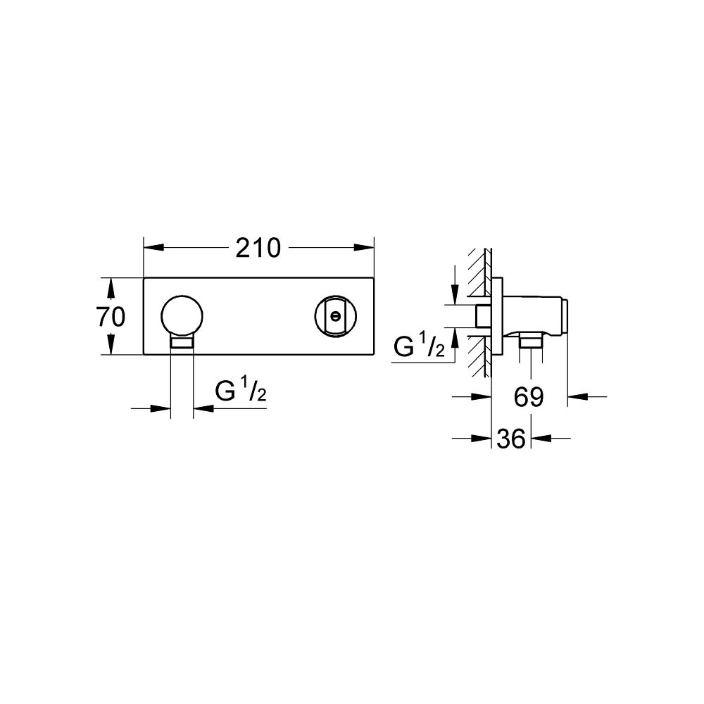 Cút nối tường kèm gác sen Grohtherm F GROHE 27621000