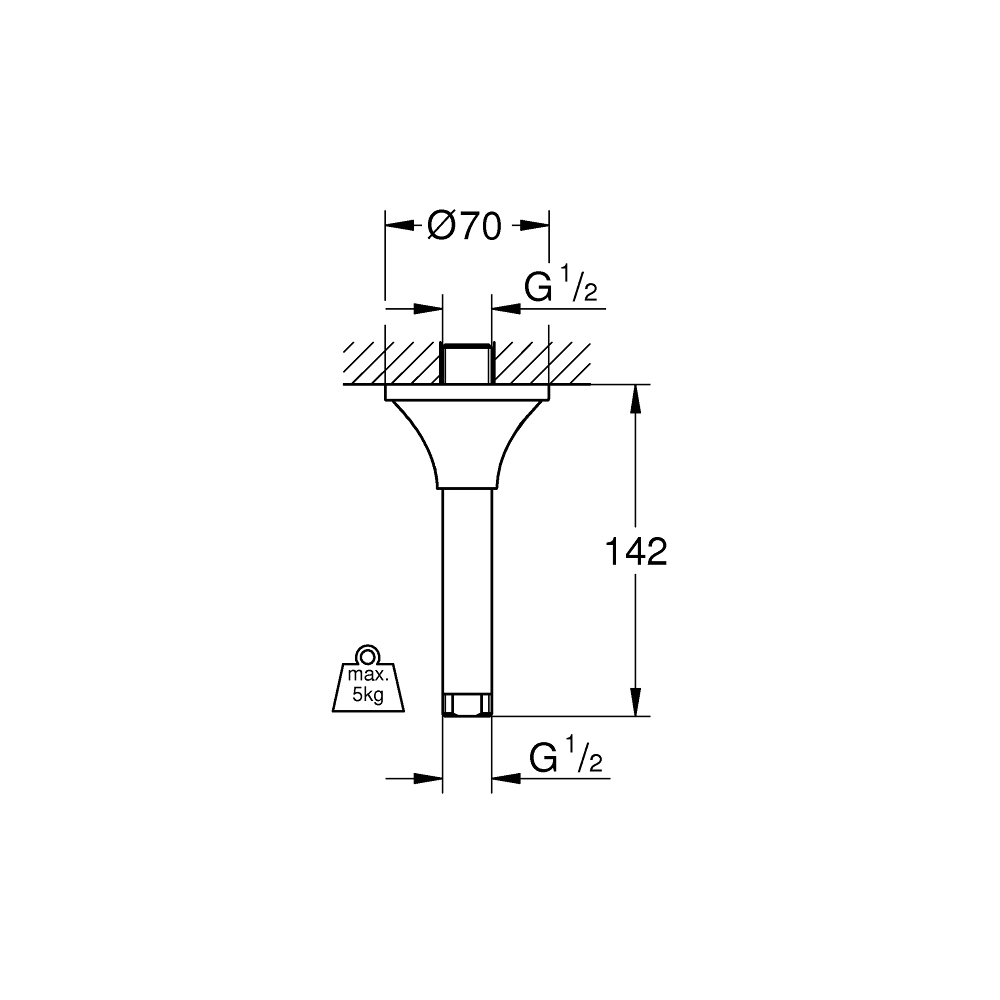 Cần nối bát sen gắn trần Rainshower Grandera GROHE 27978000