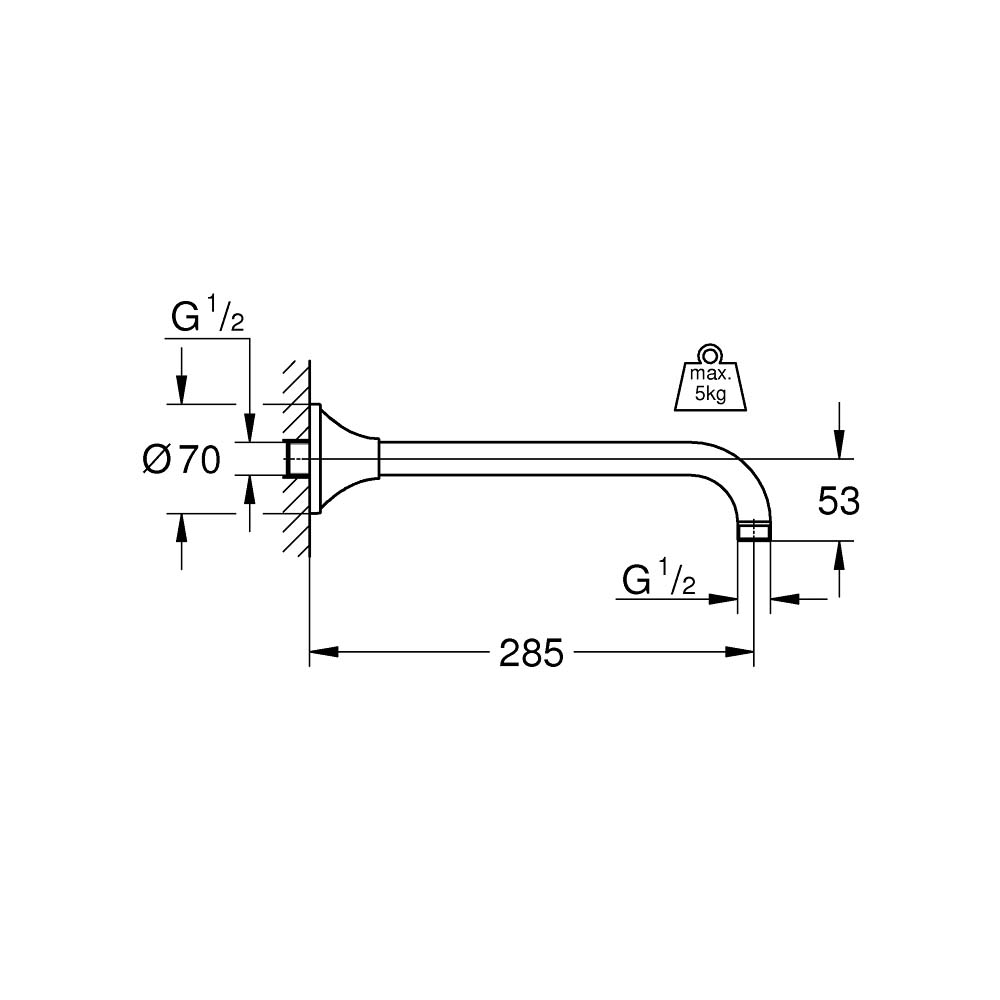 Thanh nối bát sen 285mm Rainshower Grandera GROHE 27986IG0