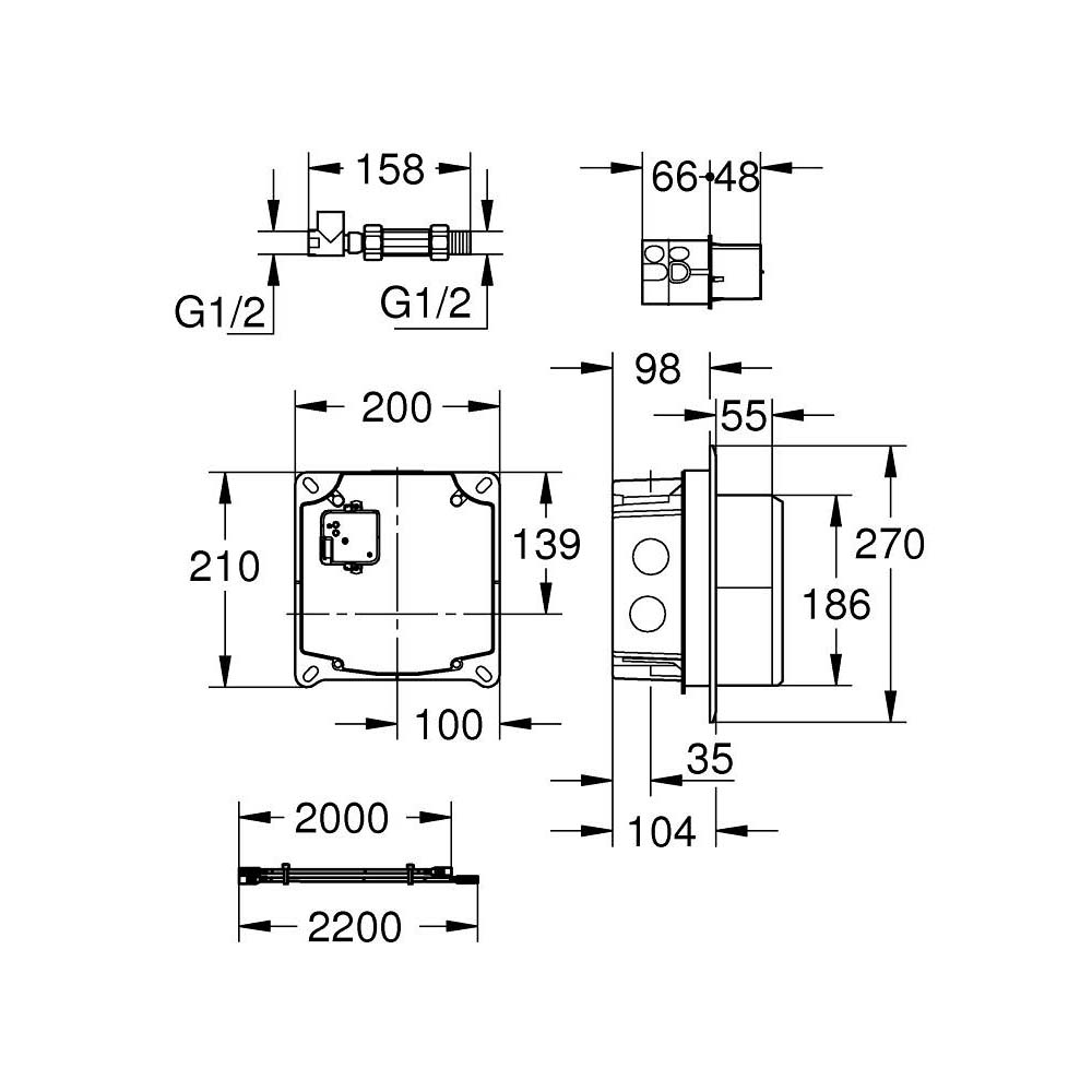 Bộ lắp đặt âm tường cho thiết bị điện tử hồng ngoại GROHE 36264001