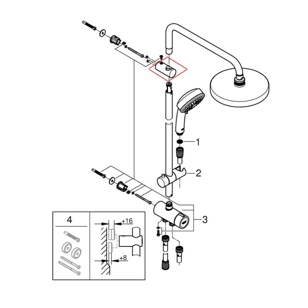 Chốt cố định thanh sen GROHE 407612138