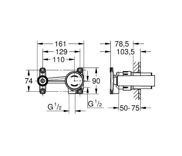 Bộ âm cho vòi gắn tường GROHE 23429000