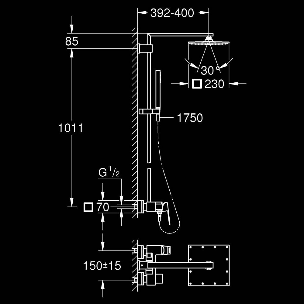 Bộ sen cây tắm đứng nóng lạnh Euphoria Cube GROHE 23147001
