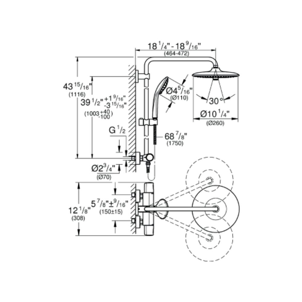 Bộ sen cây tắm đứng nhiệt độ Euphoria CoolTouch GROHE 26128EN2