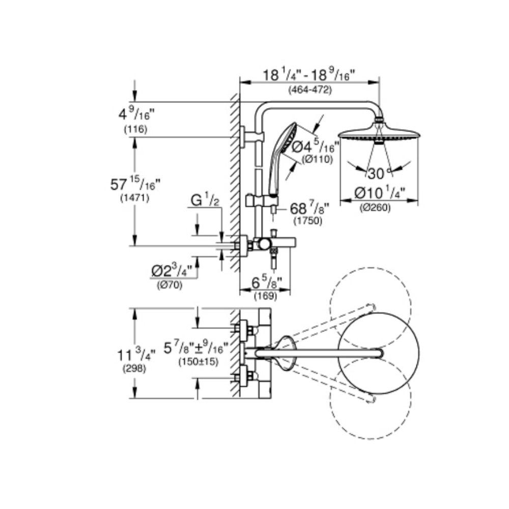 Bộ sen cây tắm đứng nhiệt độ Euphoria GROHE 26177001