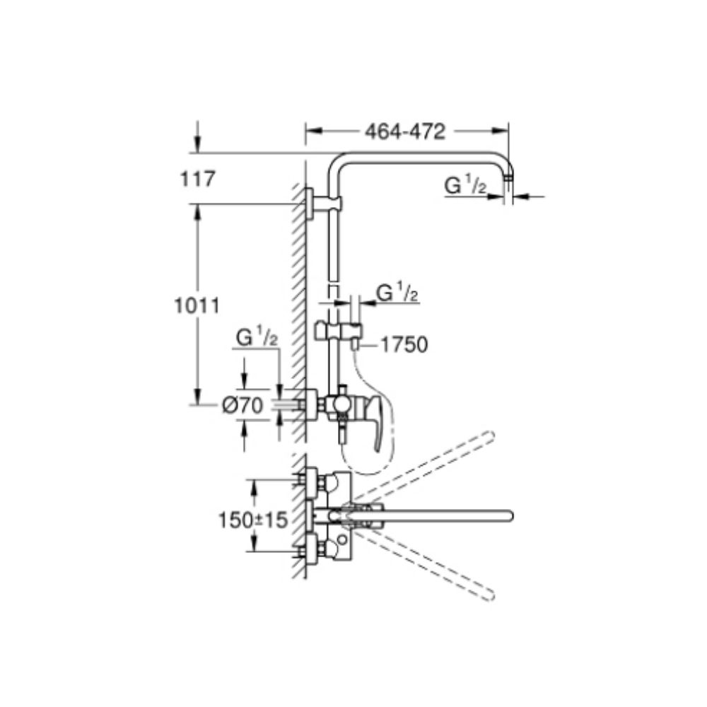 Thân sen cây tắm đứng nóng lạnh Euphoria GROHE 26240000