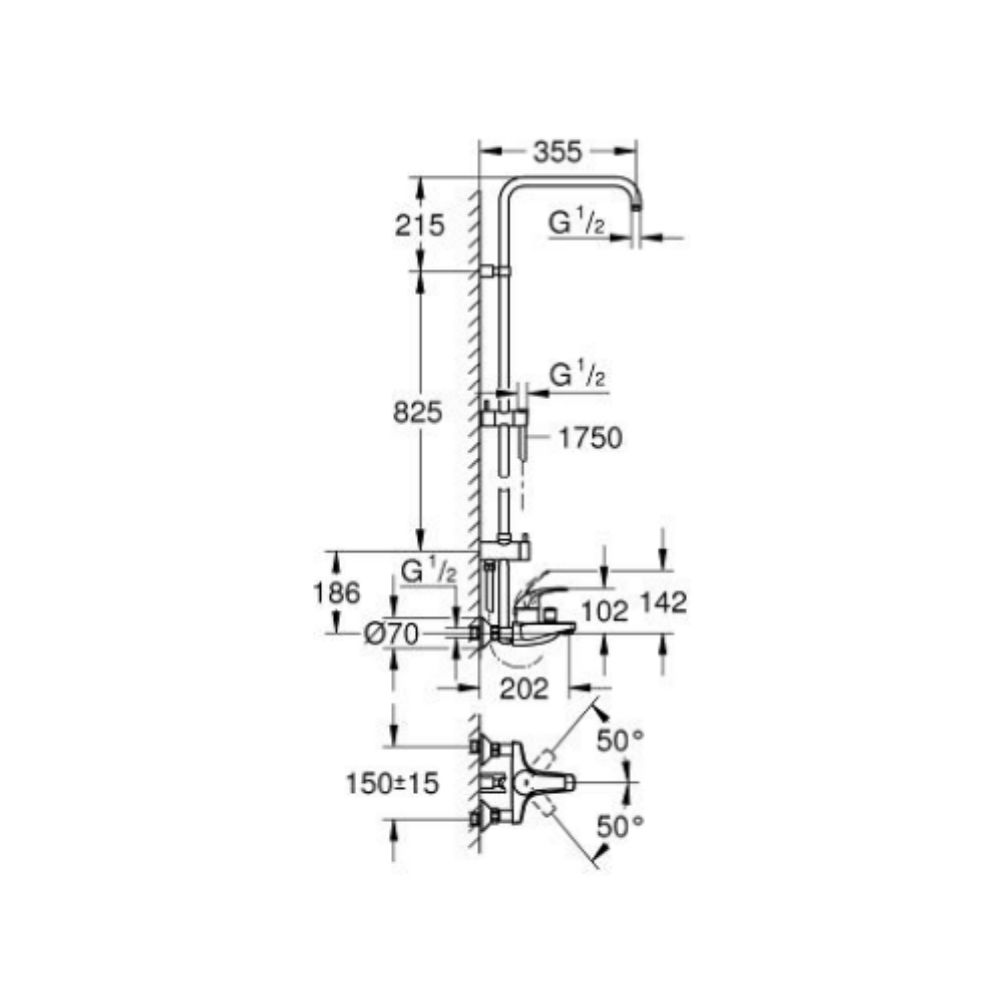 Thân sen cây tắm đứng nóng lạnh Tempesta GROHE 26304000