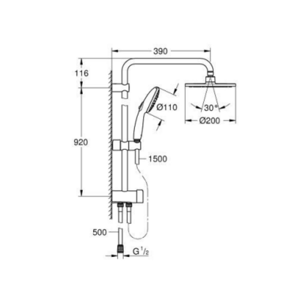 Thân sen cây tắm đứng Tempesta System 200 GROHE 26452002