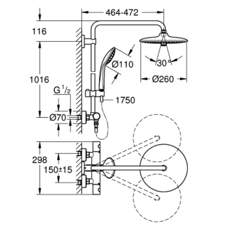 Bộ cây sen tắm ổn nhiệt Euphoria Grohe 27296002