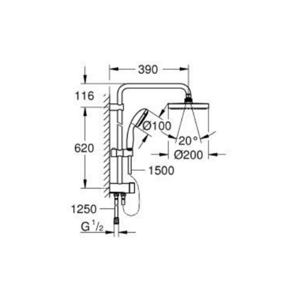 Thân sen cây tắm đứng Tempesta System 200 GROHE 27389002
