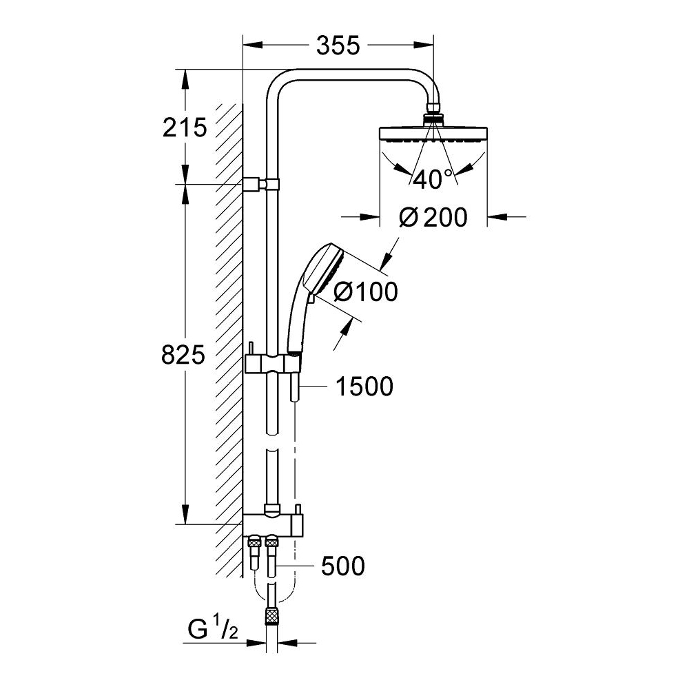 Thân sen cây tắm đứng Tempesta Cosmopolitan System 200 GROHE 27394000