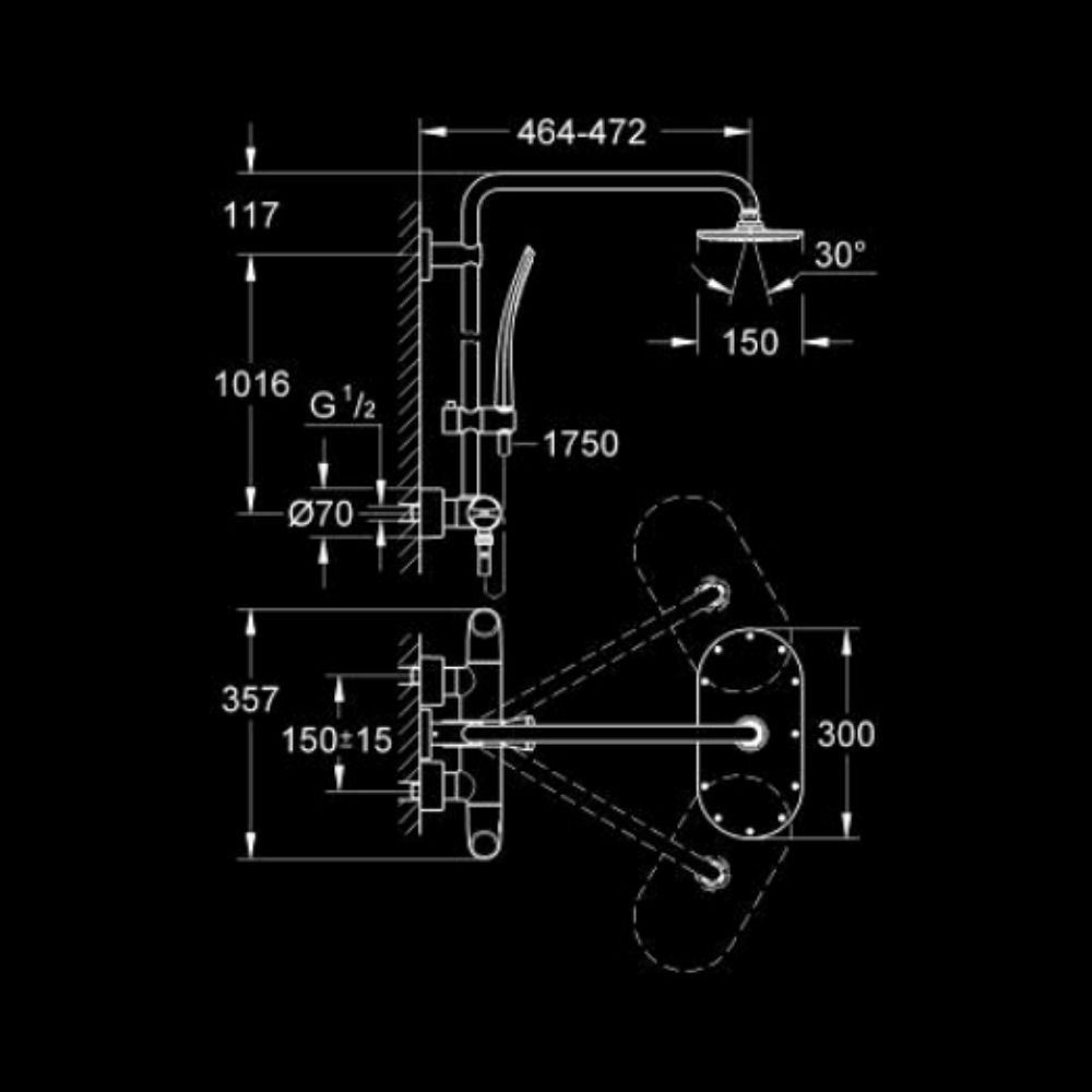 Bộ sen cây tắm đứng nhiệt độ Rainshower System Veris 300 GROHE 27472000