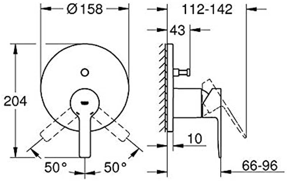 Bản vẽ kỹ thuật van điều chỉnh nóng lạnh GROHE 24064001