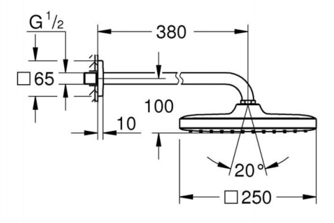 Bộ bát sen gắn tường Tempesta 250 Cube GROHE 26687000