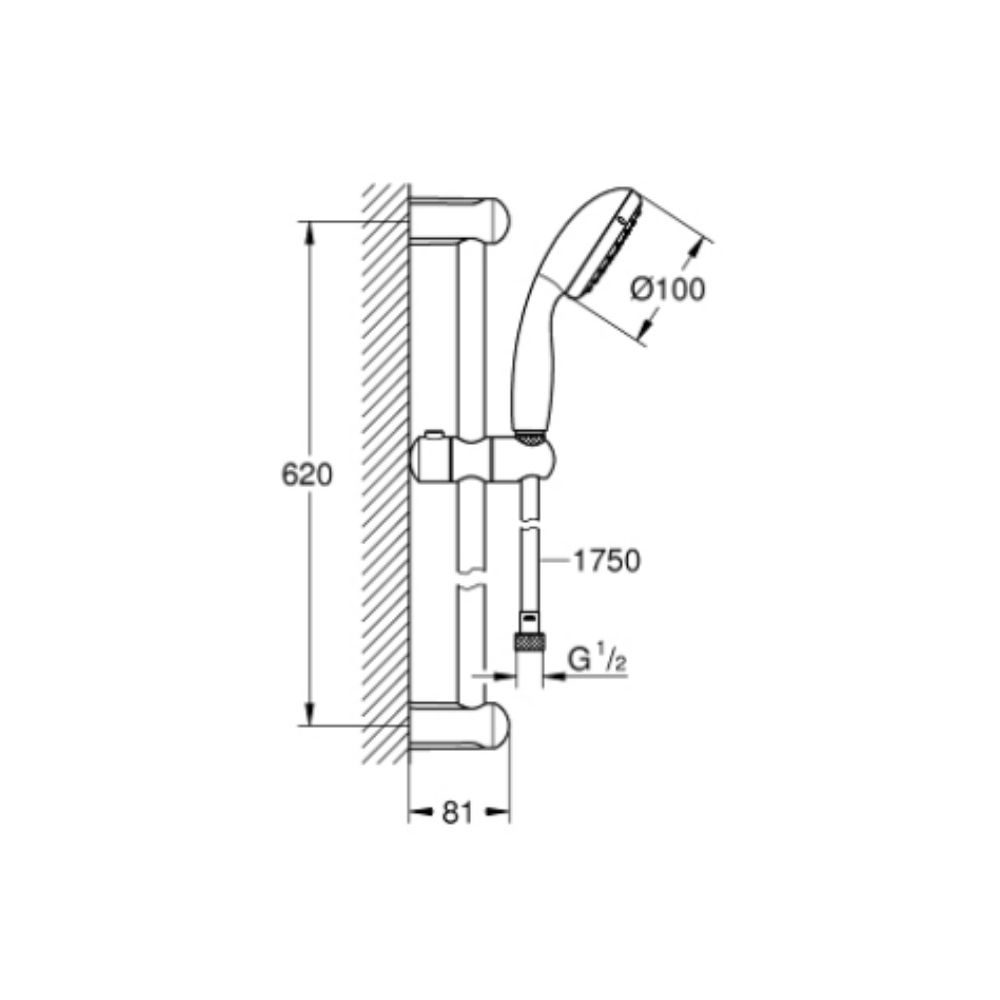 Bộ tay sen và thanh trượt sen 2 chế độ Tempesta 100 GROHE 26077000