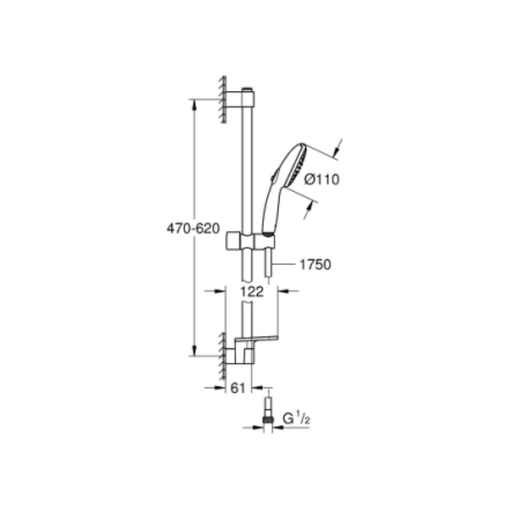Bộ tay sen và thanh trượt sen 2 chế độ Tempesta 110 GROHE 26638003