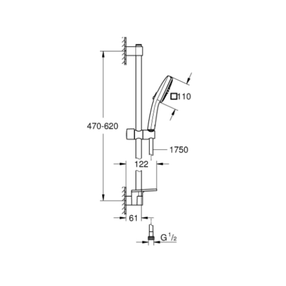 Bộ tay sen và thanh trượt sen 2 chế độ Tempesta Cube 110 GROHE 26907003