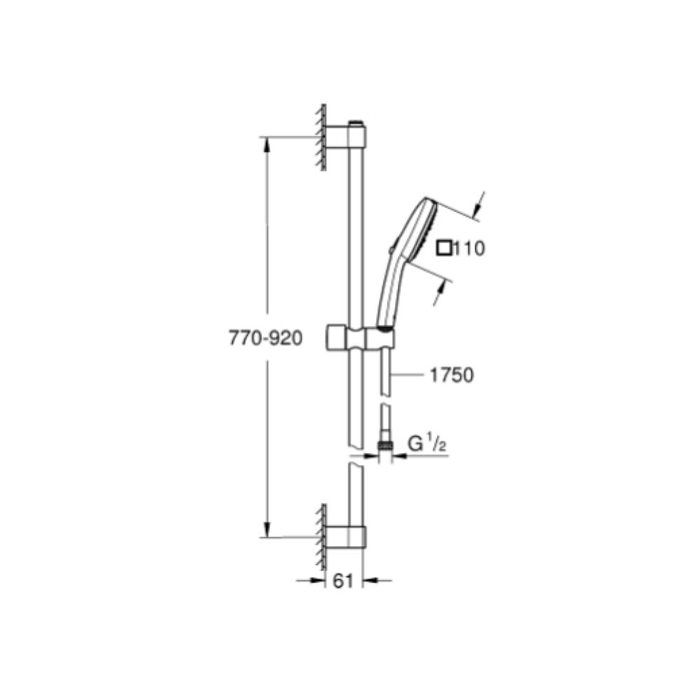 Bộ tay sen và thanh trượt sen 3 chế độ Tempesta Cube 110 GROHE 26909003