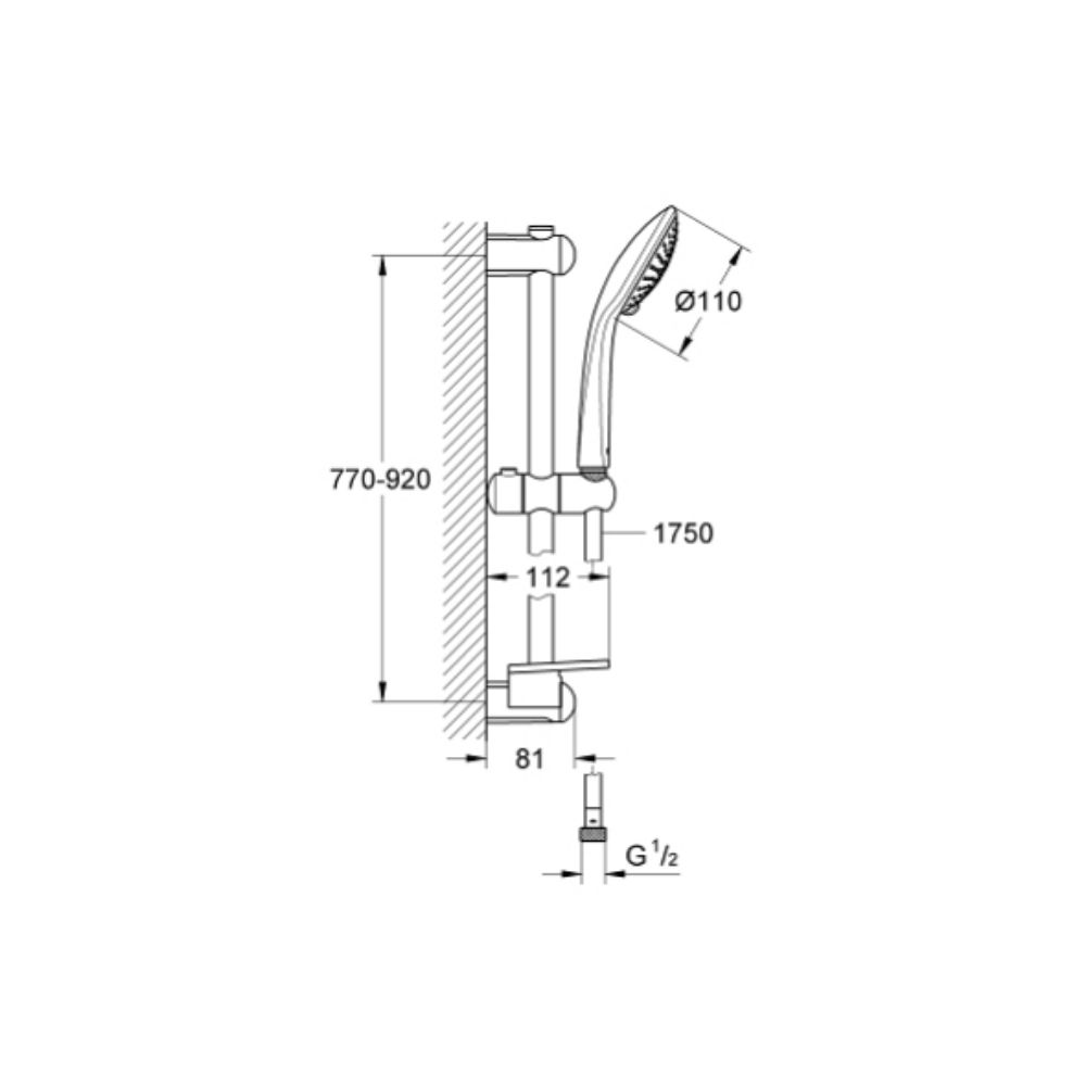 Bộ tay sen và thanh trượt sen 3 chế độ Euphoria 110 Champagne GROHE 27227001
