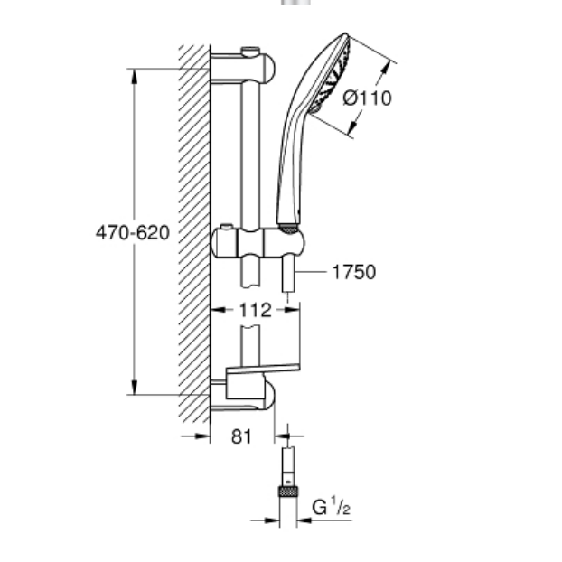 Bộ tay sen và thanh trượt sen tắm Euphoria Grohe 27230001