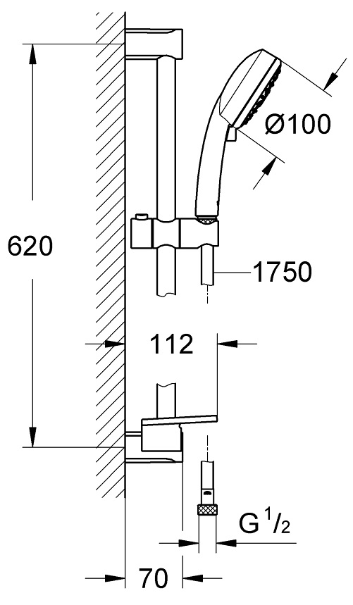 Bộ tay sen và thanh treo New Tempesta Cosmo100 Grohe 27577001