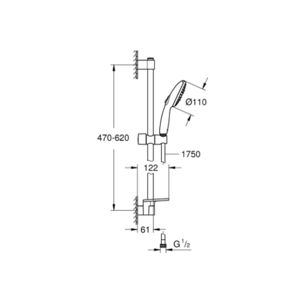Bộ tay sen và thanh trượt sen 3 chế độ Tempesta 110 GROHE 27600003