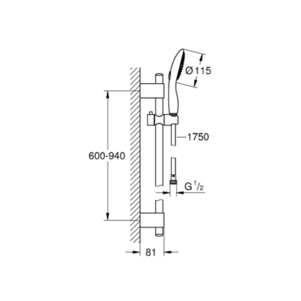 Bộ tay sen và thanh trượt sen 2 chế độ Power+Soul 115 GROHE 27759000