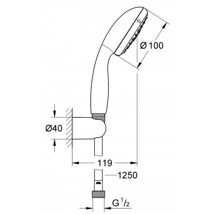 Bộ tay, gác, dây sen tắm New Tempesta II Grohe 27799001