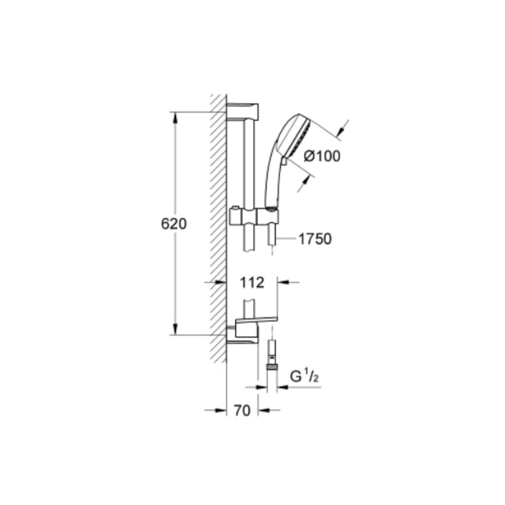 Bộ tay sen và thanh trượt sen 2 chế độ Tempesta Cosmopolitan 100 GROHE 27928002