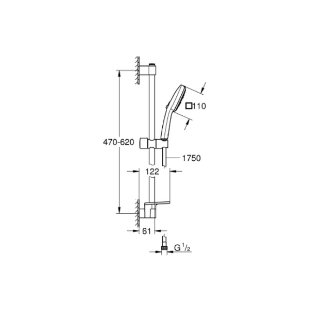 Bộ tay sen và thanh trượt sen 3 chế độ Tempesta Cube 110 GROHE 27929003