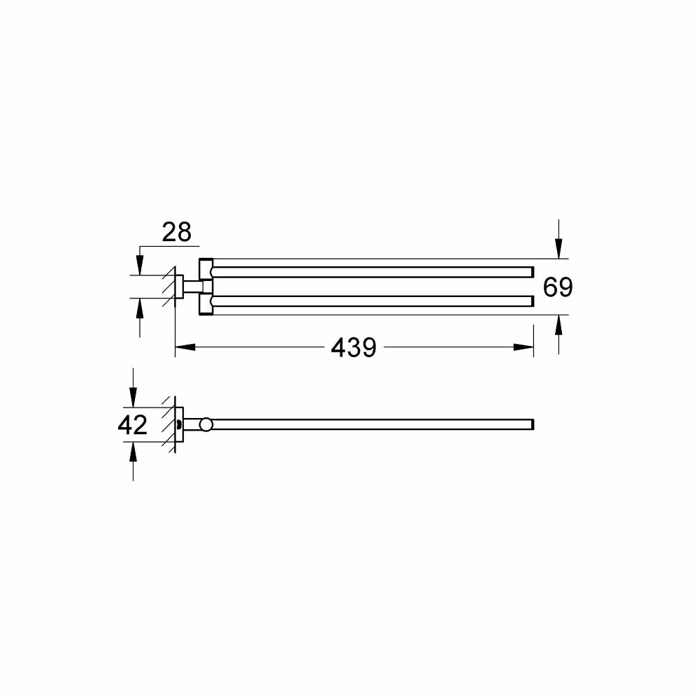 Thanh treo khăn đôi Essentials Cube GROHE 40624001