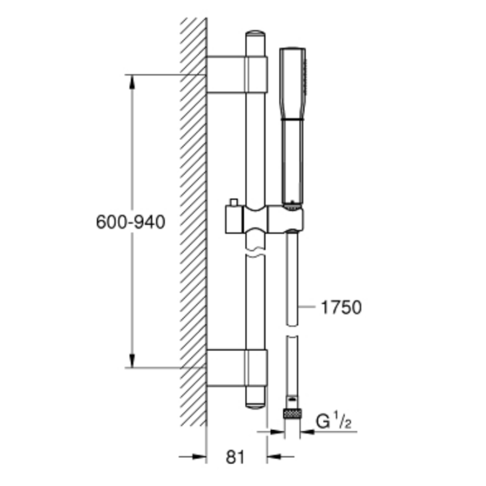 Bộ tay sen và thanh trượt sen tắm Grandera Grohe 26038000