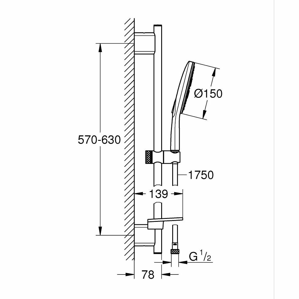 Bộ thanh trượt tay sen tắm 3 chế độ Rainshower SmartActive 150 GROHE 26591000