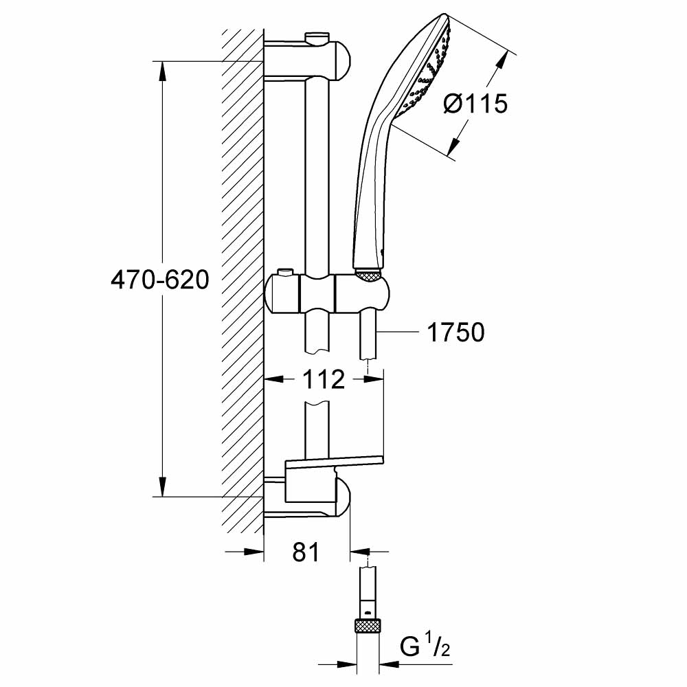 Bộ thanh trượt tay sen tắm Euphoria 110 Mono GROHE 27266001