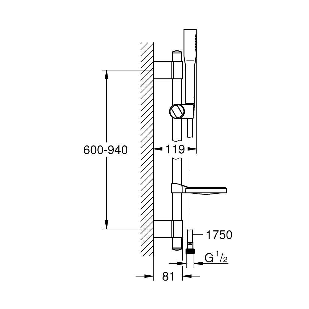 Bộ thanh trượt tay sen tắm Euphoria Cosmopolitan Stick GROHE 27368000