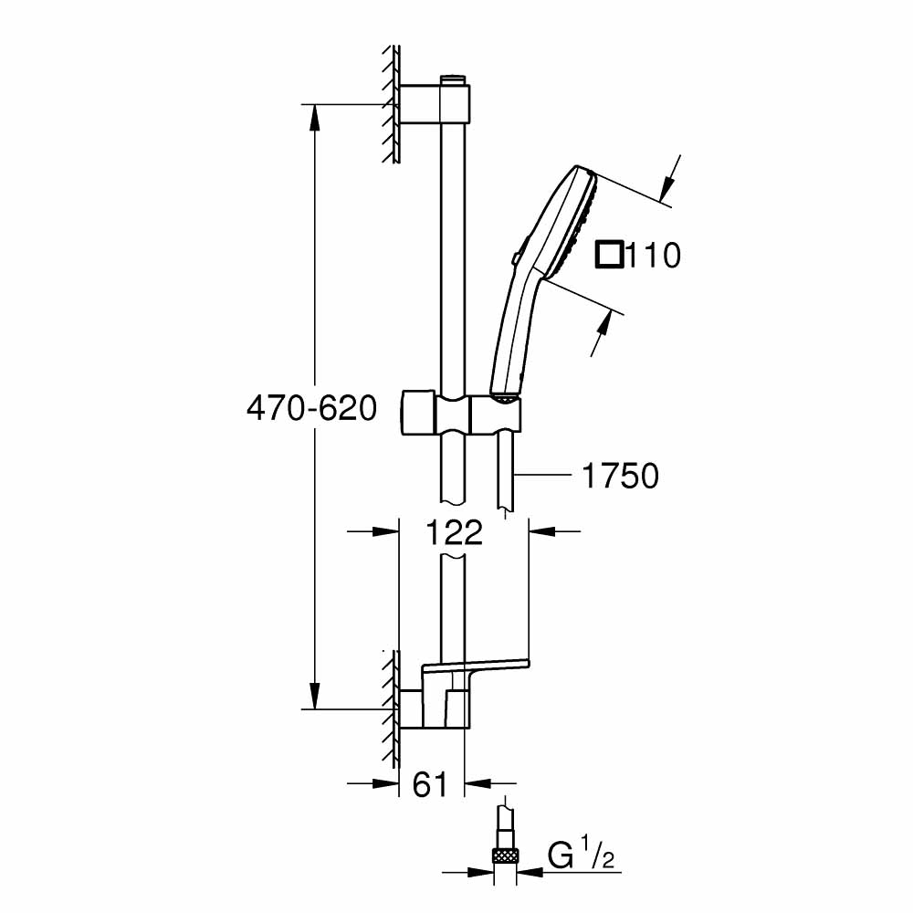 Bộ thanh trượt tay sen tắm 3 chế độ Tempesta Cube 110 GROHE 27576003