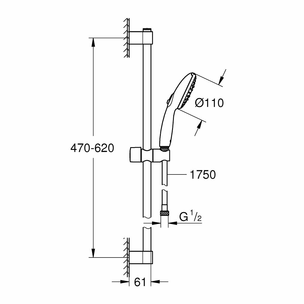 Bộ thanh trượt tay sen tắm 3 chế độ Tempesta 110 GROHE 27644003
