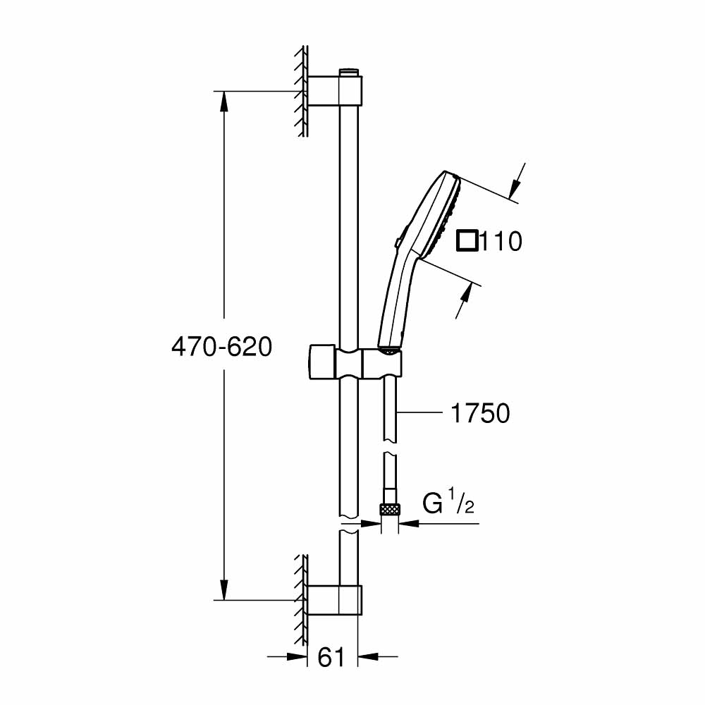 Bộ thanh trượt tay sen tắm 3 chế độ Tempesta Cube 110 GROHE 27786003