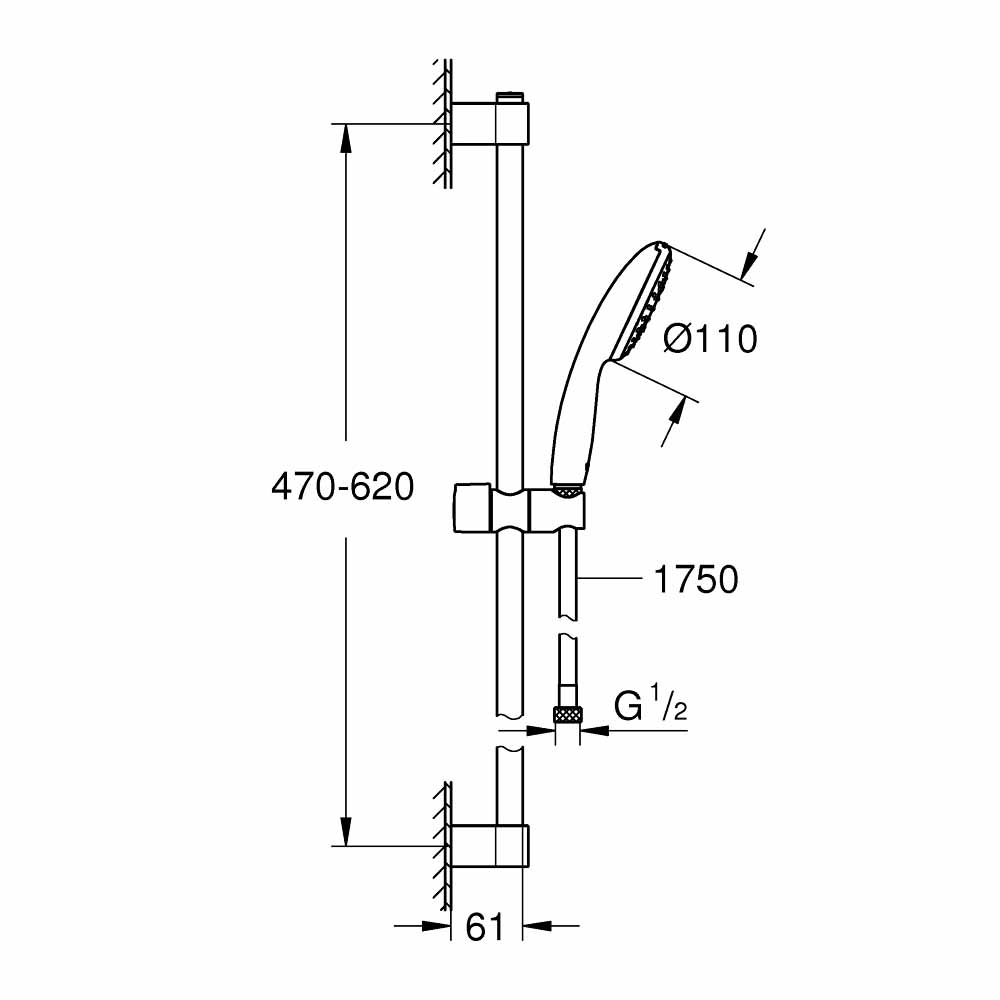 Bộ thanh trượt tay sen tắm Tempesta 110 GROHE 27853003