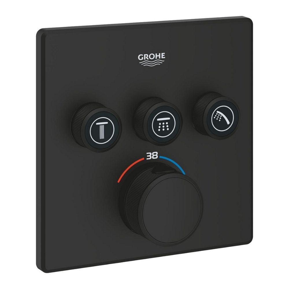 Mặt nạ điều khiển sen tắm ổn nhiệt Grohtherm SmartControl vuông 3 chế độ GROHE 102167KF00